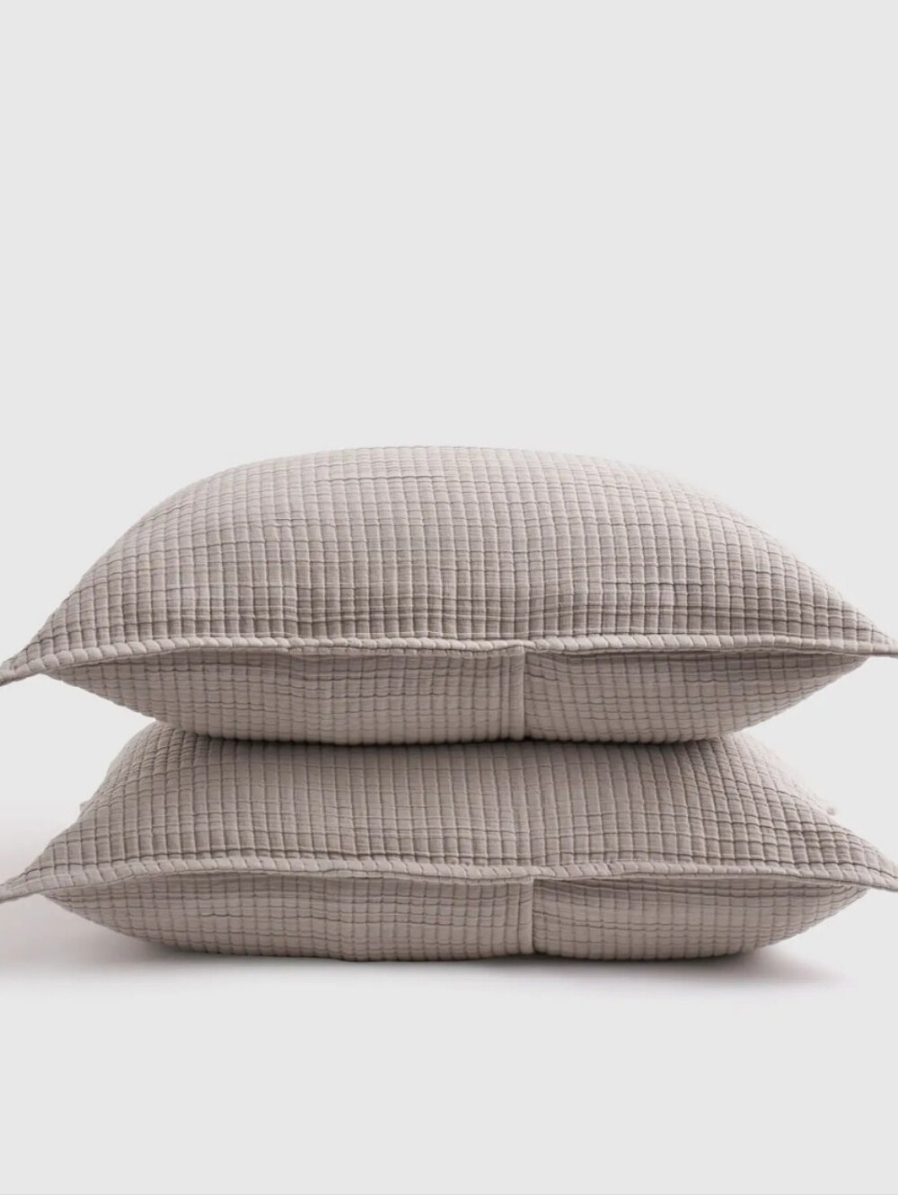 NWOT! Quince Organic Cotton Set Of 2 Iight Gray Ribbed Shams! Standard (Z2)